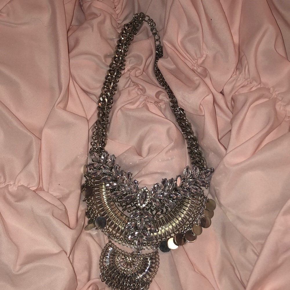 Beautiful Silver Diamond Statement Necklace